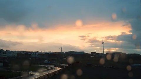 A timelapse of rain clouds with water drops on the window Stock Footage 108749711