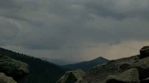 Timelapse of rain in the mountain valley. Stock Footage 92533026