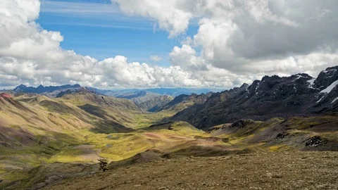 Timelapse of Rainbow Mountain in Peru from the Peak Stock Footage 103288601
