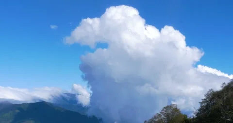 Timelapse Rainforest Cloud Rising From Jungle Vallley With Clear Deep Blue Skies Video stock 138539331