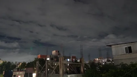 Timelapse of rainy clouds at night Stock Footage 245368488