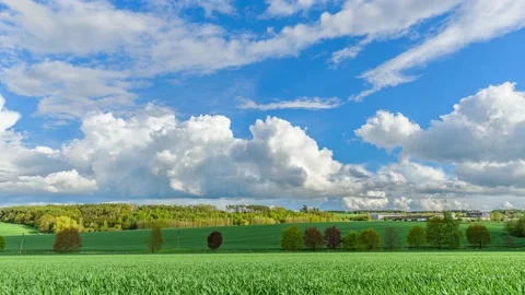 Timelapse of rainy clouds passing over Czech landscape Stock Footage 154504791
