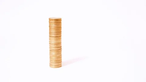 Timelapse of raising and decreasing stack of coins Stock Footage 86493530