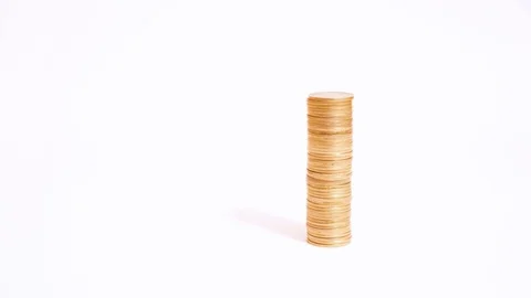 Timelapse of raising and decreasing stack of coins Stock Footage 86493531