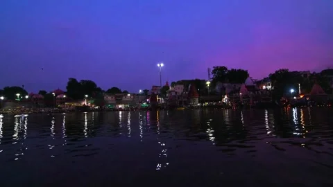 Timelapse of Ram Ghat Ujjain during evening Stock Footage 331012058