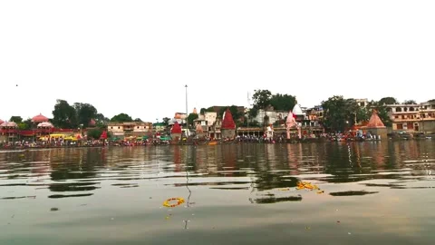 Timelapse of Ram Ghat Ujjain during evening Stock Footage 331012059