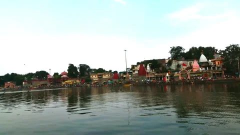 Timelapse of Ram Ghat Ujjain during evening Stock Footage 331012062