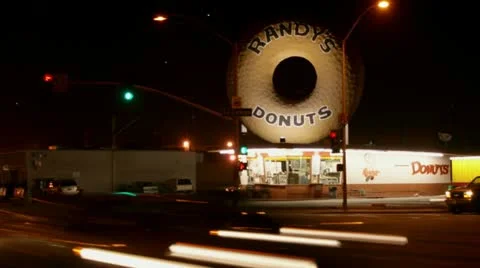 Timelapse Randy's Donuts sign Vídeo Stock 11552231
