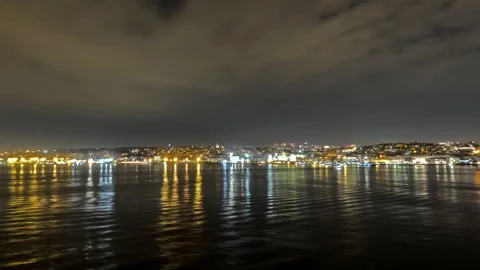 A Timelapse Recording From a Ship as it Departs Lisbon Stock Footage 259736154