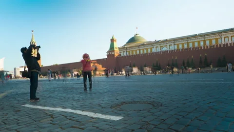 Timelapse. Red Square of the Kremlin during the day in summer Stock Footage 238611465