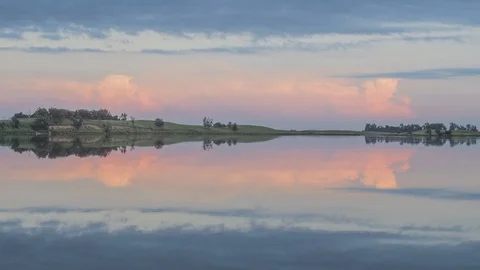 Timelapse of Reflections in South Dakota's Summit Lake at Sunset Stock Footage 113065096