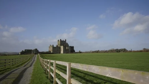 Timelapse of remote castle in rural Irish countryside Stock Footage 93703783