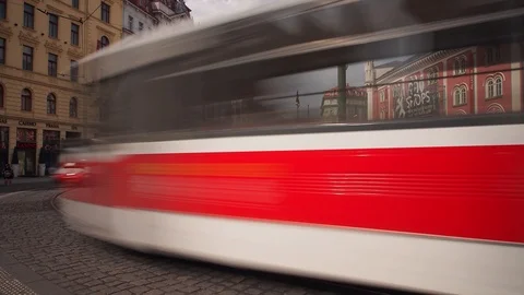 Timelapse of Repiblic Square Facing the North, Prague Stock Footage 93336994