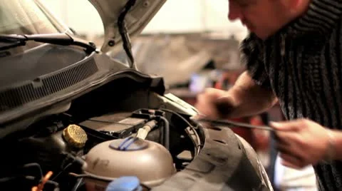 Timelapse replacing the fuel filter on a car. Stock Footage 8962290