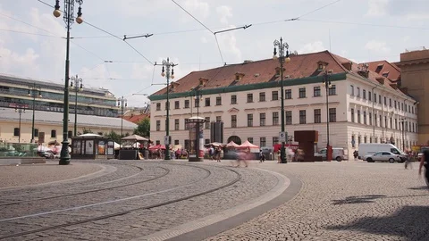 Timelapse of Republic Square South Side, Prague Stock Footage 93336622