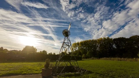 Timelapse of a retro wind turbine Stock Footage 108587236