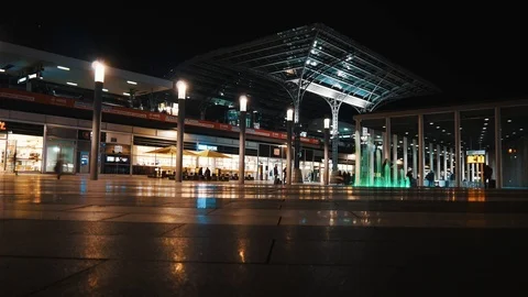 Timelapse Right Outside Of Cologne Central Station At Night Stock Footage 95959985