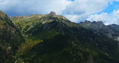 Timelapse Of Rile Mountain Sharp Ridges On A Cloudy Summer Day Aerial Scenic Stock Footage 300446538