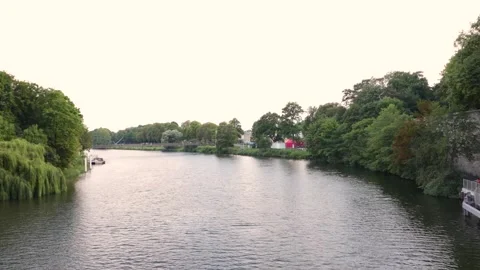 Timelapse of River Fulda in Germany during a Hot Summer Holiday Stock Footage 137278884