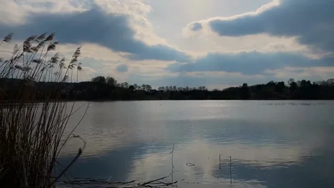 Timelapse of the river with rain clouds Stock Footage 153990017