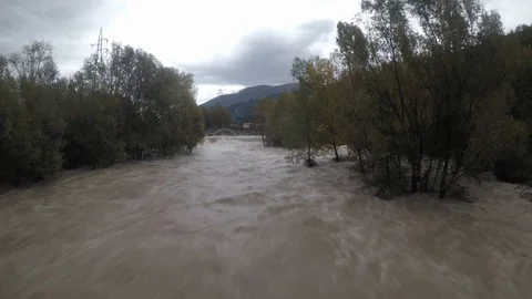 Timelapse river Serio in flood Vídeo Stock 97398278
