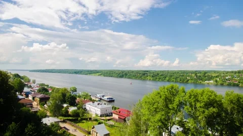 Timelapse river Volga bessie clouds Stock Footage 42094288