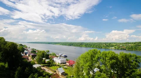 Timelapse river Volga bessie clouds-2 Stock Footage 42094304