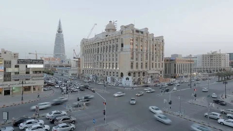 Timelapse in Riyadh at a large intersection Stock Footage 93345869