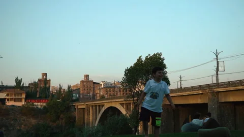 Timelapse road bridge against the blue sky. Yerevan, Armenia Stock Footage 201306901