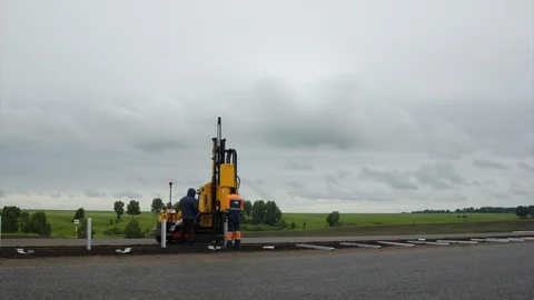 Timelapse Road construction Stockbeeldmateriaal 118028886