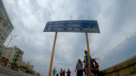 Timelapse road sign on Malecon Stock Footage 106574900