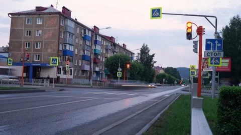 Timelapse road with traffic lights. Walking crossing Stock Footage 127279582