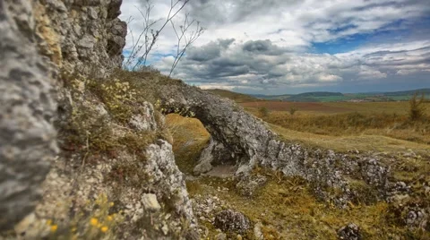 Timelapse with rock and cloudy sky 스톡 동영상 67627353