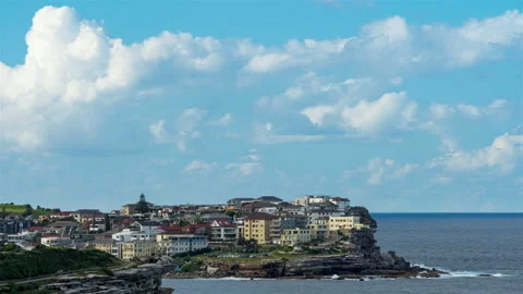 Timelapse of Roiling Cumulus Clouds over Bondi in Sydney Stock-Footage 157497407