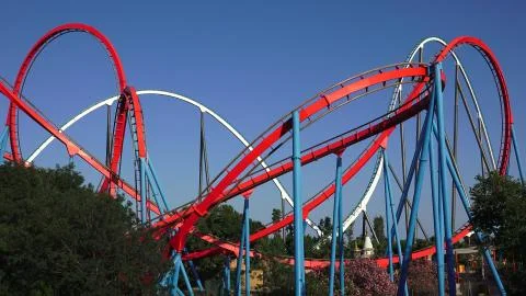 Timelapse Of Roller Coasters Stock Photos