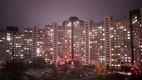 Timelapse of Rolling Blackout During War Time in Kyiv, Ukraine Video stock 220734177