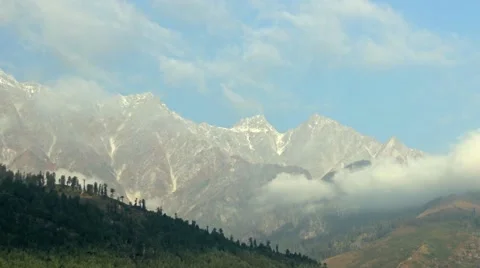 Timelapse of rolling clouds over Himalayan peaks Stock Footage 58104379