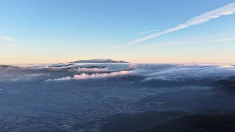 Timelapse of Rolling Clouds Over Rila Mountains at Sunrise 4K Drone Footage Stock Footage 302257318