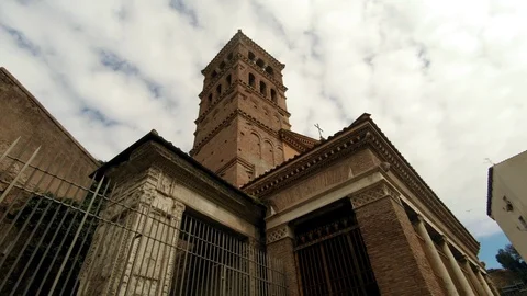Timelapse Rome ancient medieval Bell tower Stock Footage 87339214