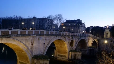 Timelapse Rome by night bridge at Summer 库存影片 277940023