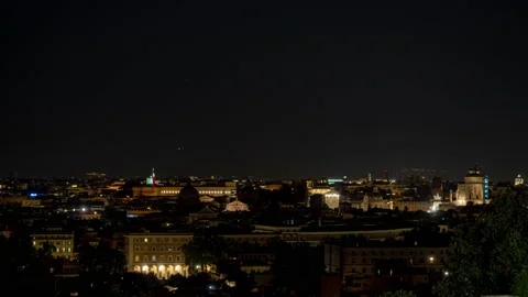 Timelapse of Rome at night as seen from the Janiculum Video stock 137110332