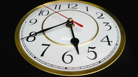Timelapse of Rotating Clock Hands on a White Round Vintage Dial Stock Footage 173637165