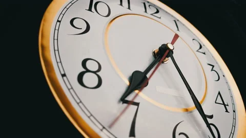 Timelapse of Rotating Clock Hands on a White Round Vintage Dial Stock Footage 174718132