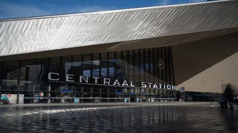 Timelapse Rotterdam Train Station long exposure 4k Stock Footage 81981447