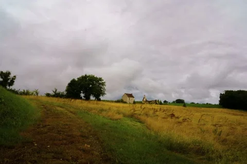 Timelapse: Ruins in Indre from Château du Soudun Stock Footage 203971141