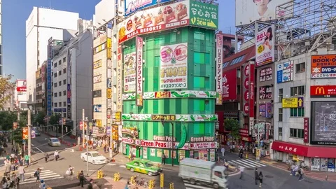 Timelapse rush hour crowd people in Shinjuku district,Tokyo,Japan Video stock 82857053