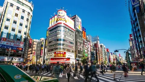 Timelapse rush hour crowd people in Shinjuku district,Tokyo,Japan Stock Footage 82894038
