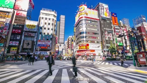 Timelapse rush hour crowd people in Shinjuku district,Tokyo,Japan Stock Footage 82894095