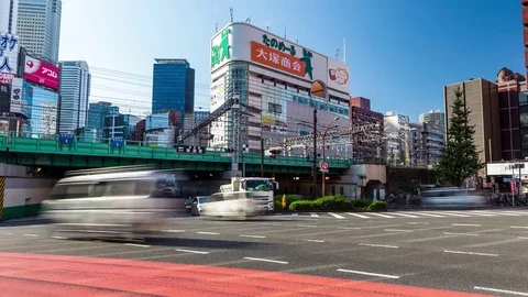 Timelapse rush hour crowd people in Shinjuku district,Tokyo,Japan Stock Footage 82894629
