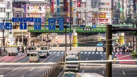 Timelapse rush hour crowd people in Shinjuku district,Tokyo,Japan Stock Footage 82894851